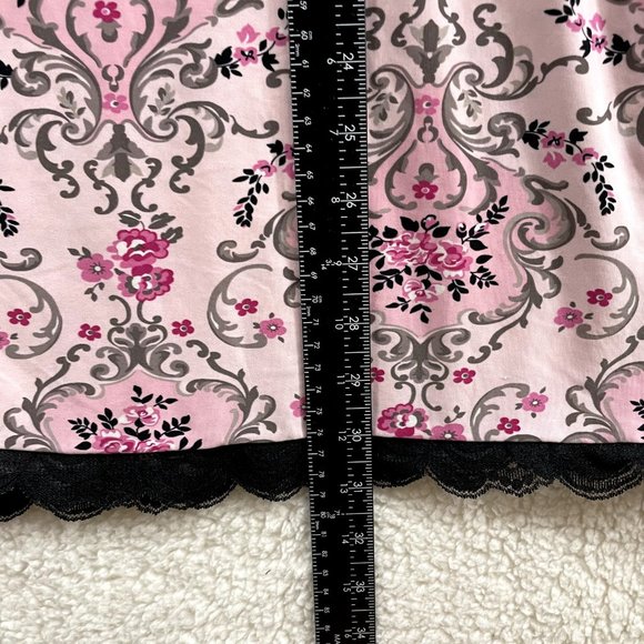 Y2K 2000s Whispers Pink Floral Swirl Slinky Stretch Lingerie Mini Slip Dress M - Picture 8 of 9